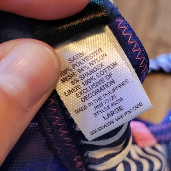 Frederick's Of Hollywood Blue White Pink Stripes Mesh Ruffle Babydoll Negligee - Picture 4 of 4